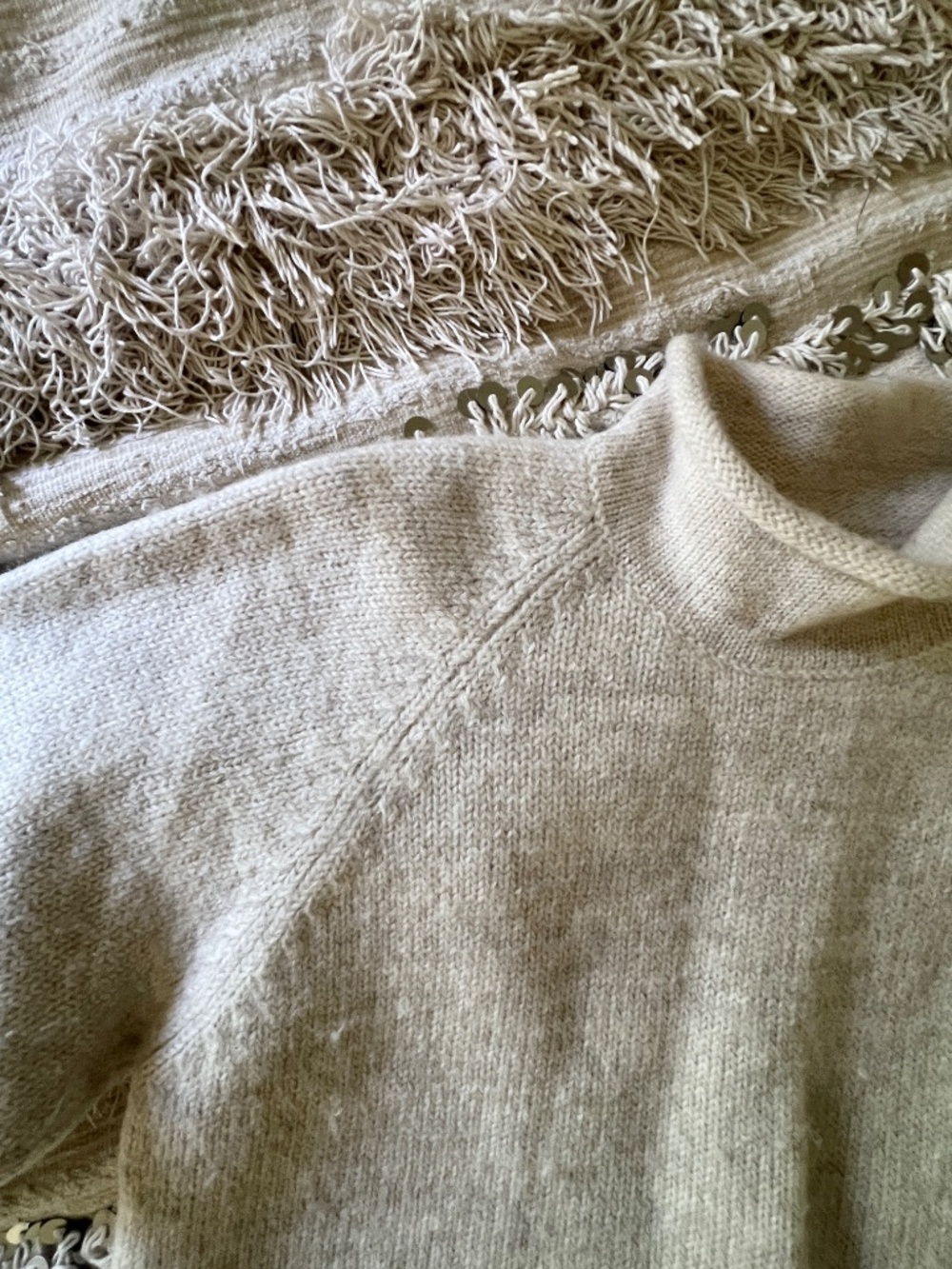 GAP 100% Wool Sweater | Cream Wool Mock Neck Sweater - Picture 3 of 6